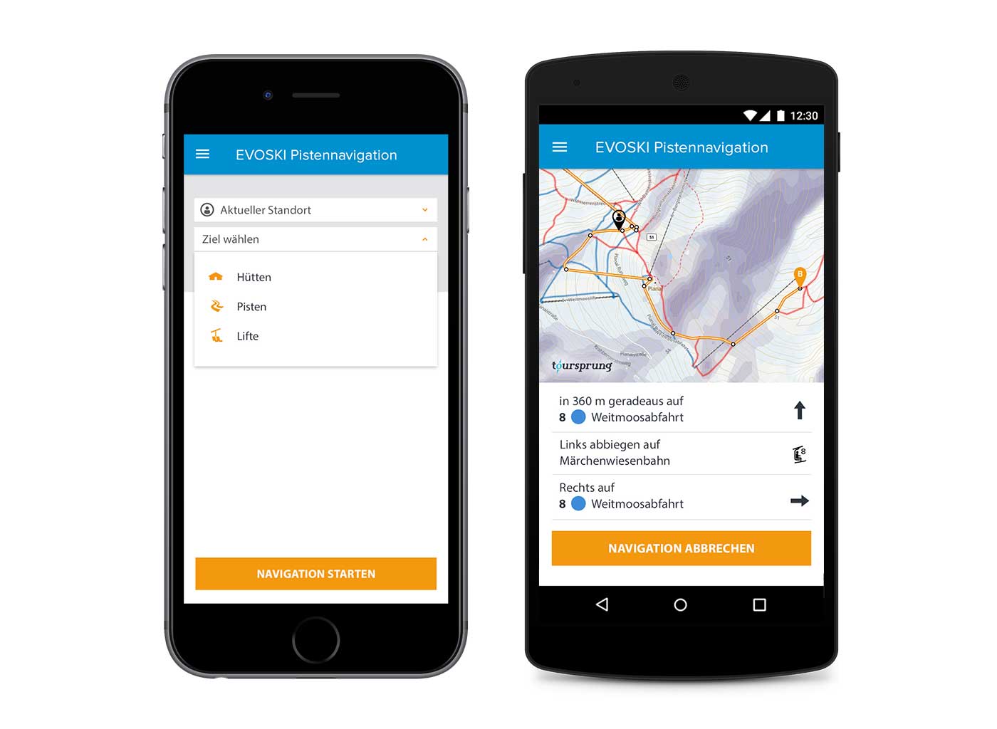 EVOSKI Pistennavigation Smartphone